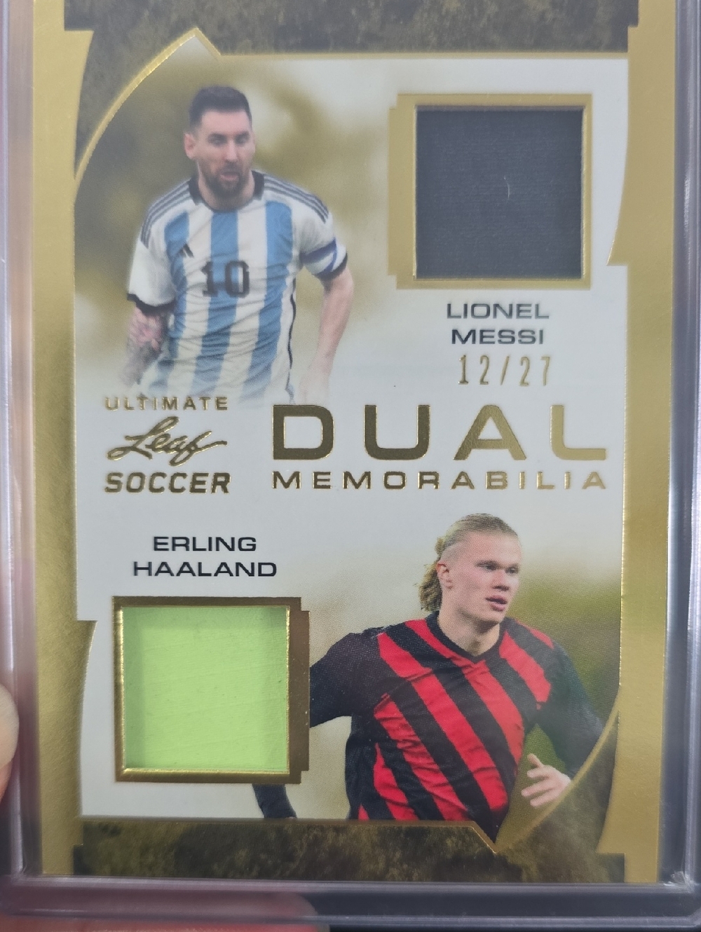 Ultimate Dual Memorabilia Soccer Card - Messi - Haaland